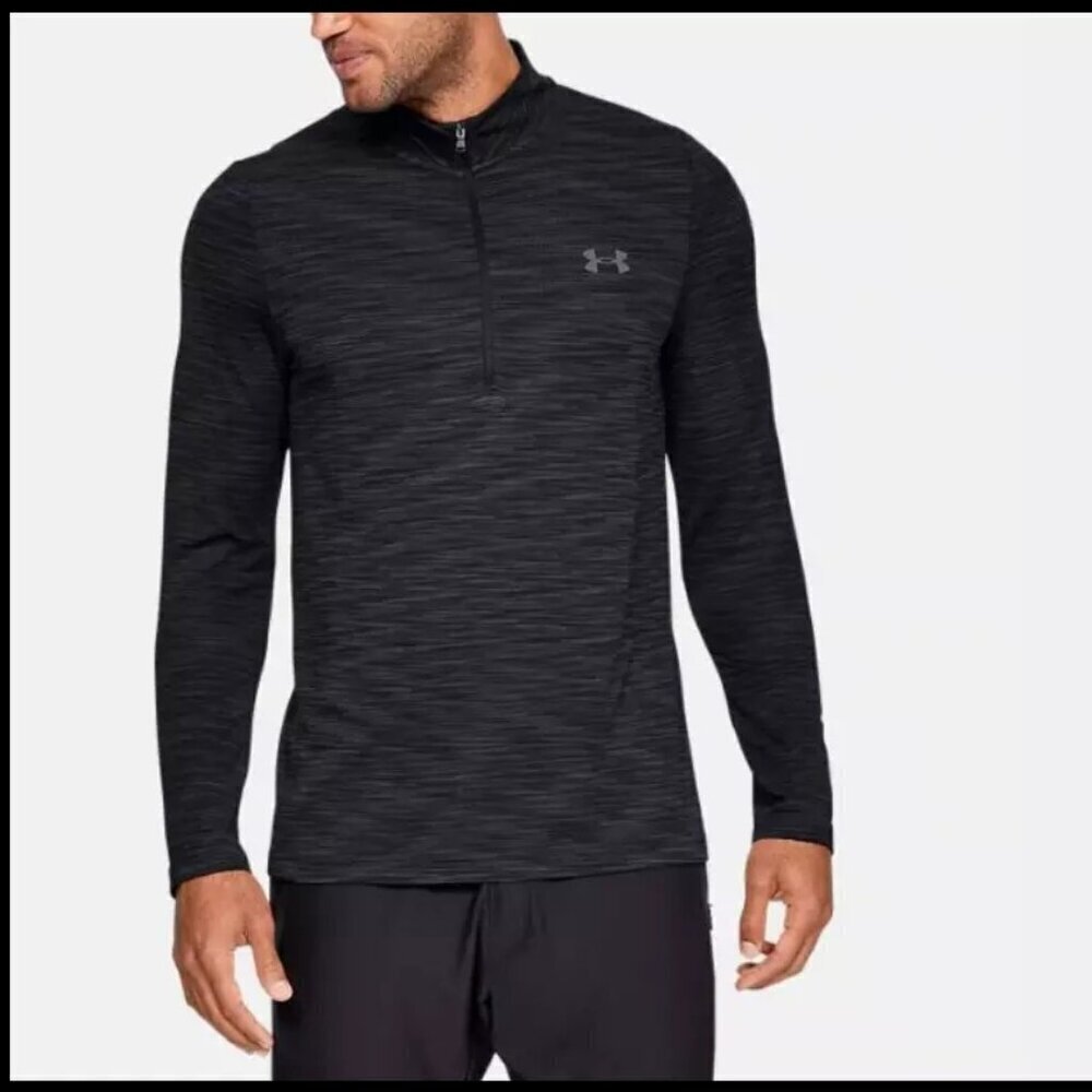 NWT Under Armour Men Black Vanish Seamless 1/2 Zip Long Sleeve Shirt Size Smal.